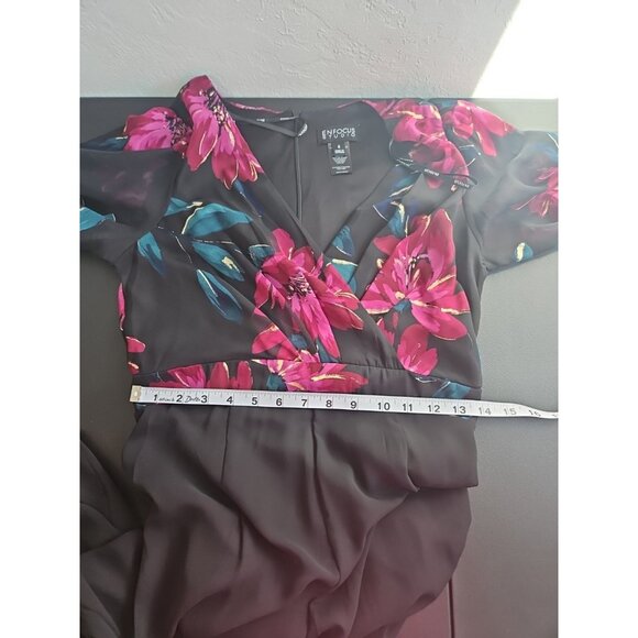 Enfocus Studio Size 4 Sheer Black Wrap Floral Jumpsuit Whimsigoth Fairygrunge - Picture 12 of 14